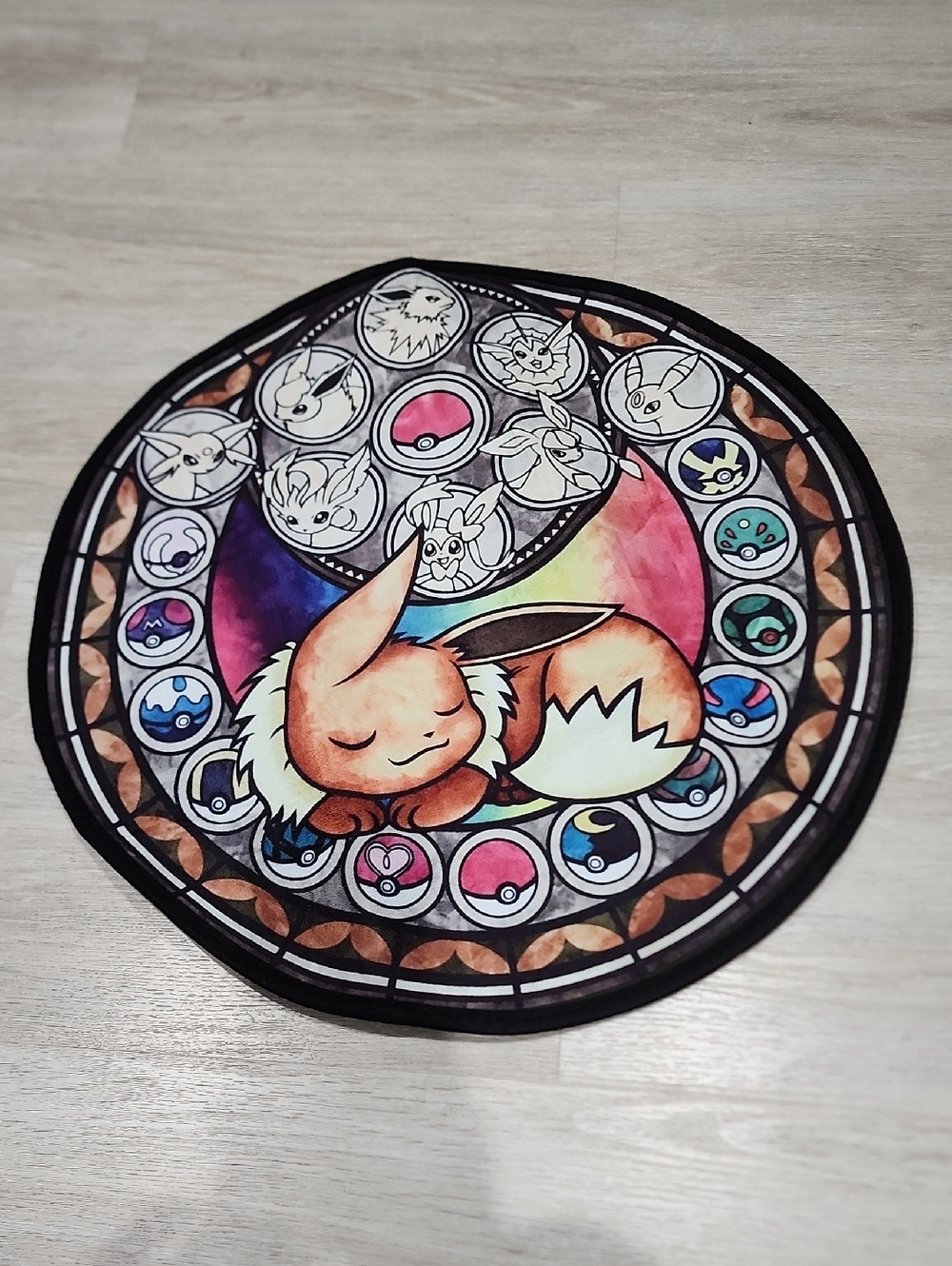 Pokemon Eevee Round Multicolor Decorative Mat